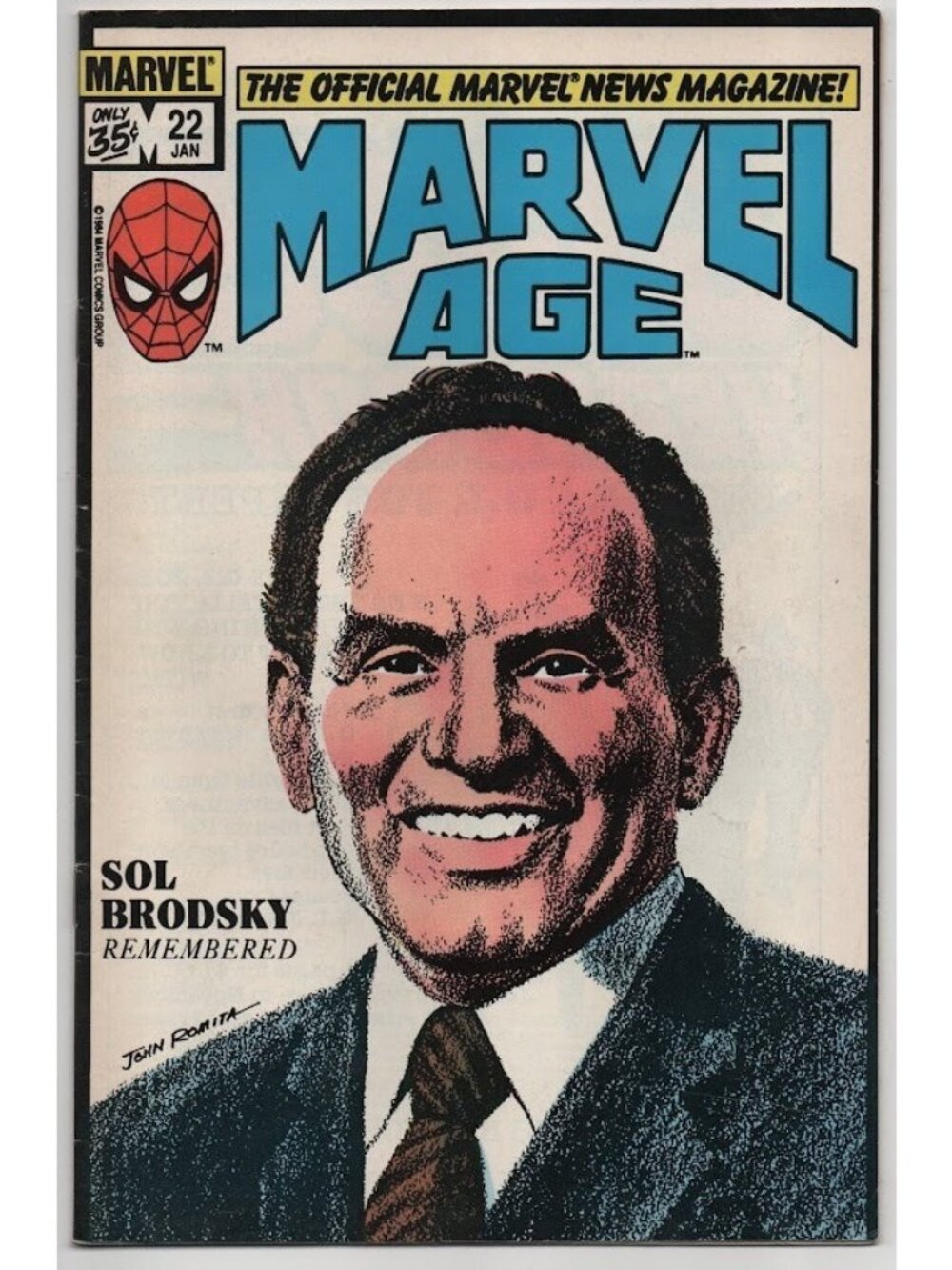 Marvel Age 22 Marvel Comics 1985 FN 6.0 Sol Brodsky Tribute
